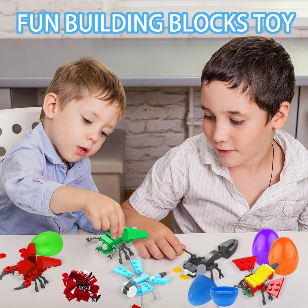 WODMAZ 24 Packs Insect Building Blocks, Insect Animals Building Toy for Easter Gifts Classroom Prizes, Goodie Bags Easter Basket Stuffers, Valentine Party Favor Toys Boys Girls