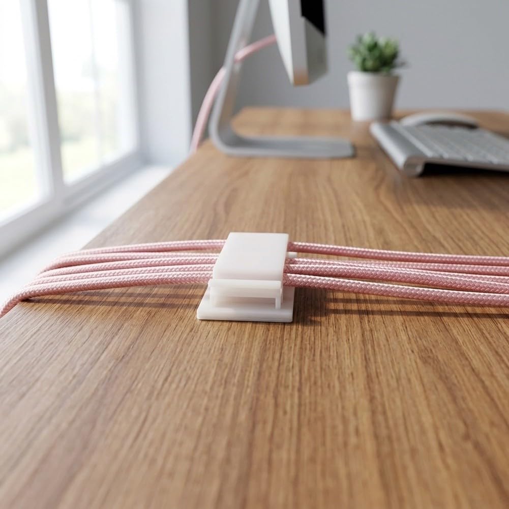 100pcs Organizador Cables, Clips Gestión Cabos Escritorio 100pcs(Transparent)