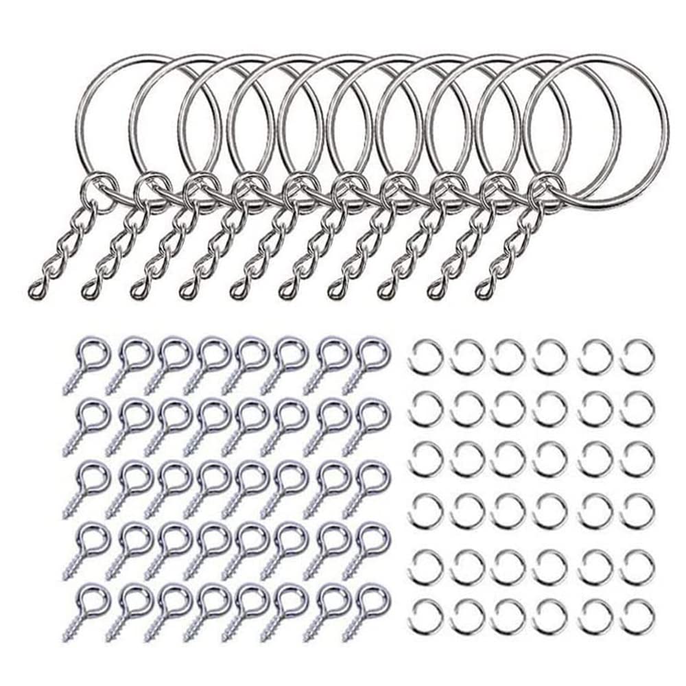 Lot De 10 Anneaux Porte-clés Métal Avec Chaînes & Fermoirs - Couleurs Assorties Pour Organisation Bijoux - 3