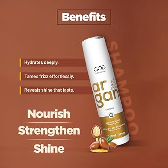QoD PRO Argan Hair Shampoo, for Dry, Damaged, Frizzy & Dull Hair, Promotes Shine and Softness, Organic Formula with Argan Oil, 10 oz (300 ml)