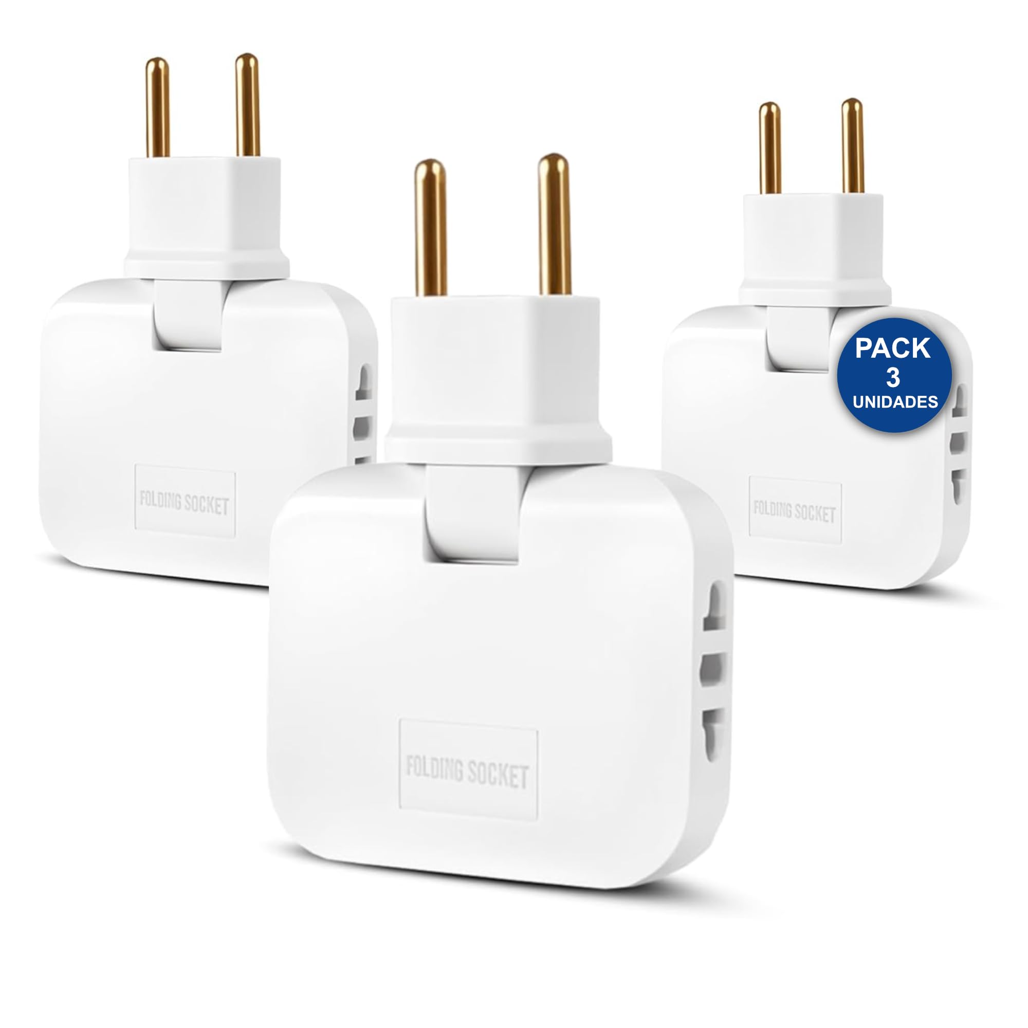 Ladrón Enchufes Plano 3 Tomas - Adaptador Europeo y Americano - Enchufe Plano Pared con Cabezal Giratorio 180º - Enchufe Extraplano para Hogar + Oficina + Electrodomésticos - Color Blanco | 3-Stars — view 10