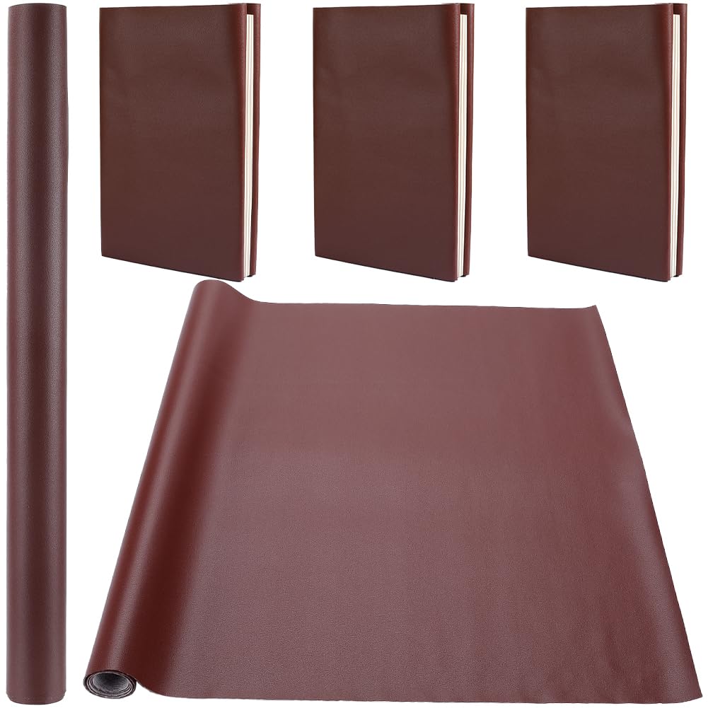 CRASPIRE 80x42cm Faux Leather Book Cloth Dark Red for A3-A8 Books Binding Smooth PU Surface Polyurethane Coated Non-Woven Base Covering Protector Bookcover Album Scrapbooking DIY Bookcloth