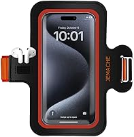 Vista 10 de JEMACHE Brazalete para correr para iPhone 17 16 15 14 13 Pro Max/Plus, Samsung Galaxy S25 S24 S23 Ultra/Plus, bolsa de brazo con hebilla G (negro) S