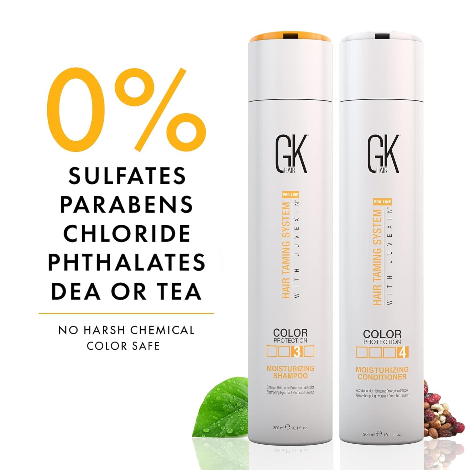 GK HAIR Global Keratin Moisturizing Shampoo & Conditioner 300ml - Treatment Leave in Spray 120ml