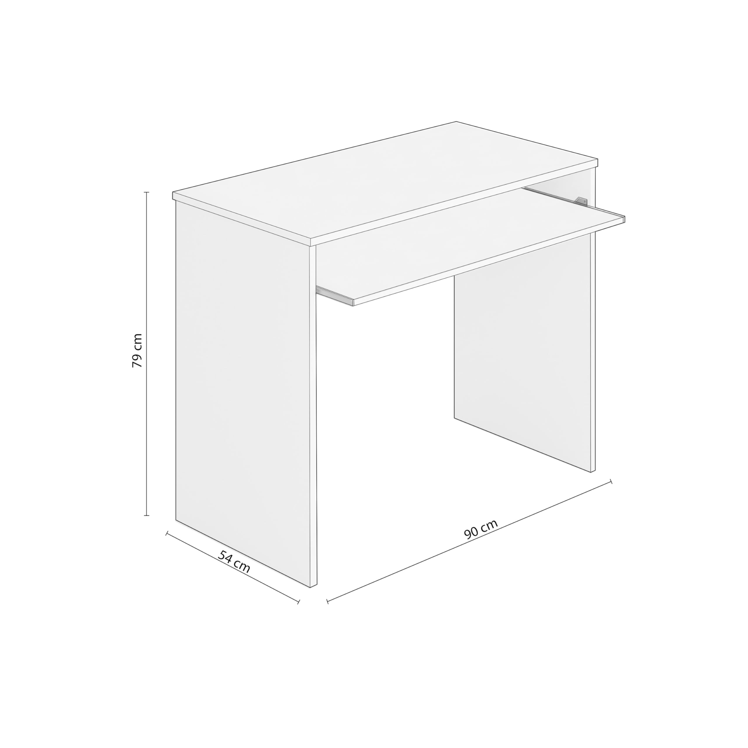 duehome | Mesa de Ordenador con Bandeja extraíble, Mesa Escritorio Juvenil, Modelo Smile, Color Blanco Artik, Medidas: 90 cm (Ancho) x 54 cm (Fondo) x 79 cm (Alto)