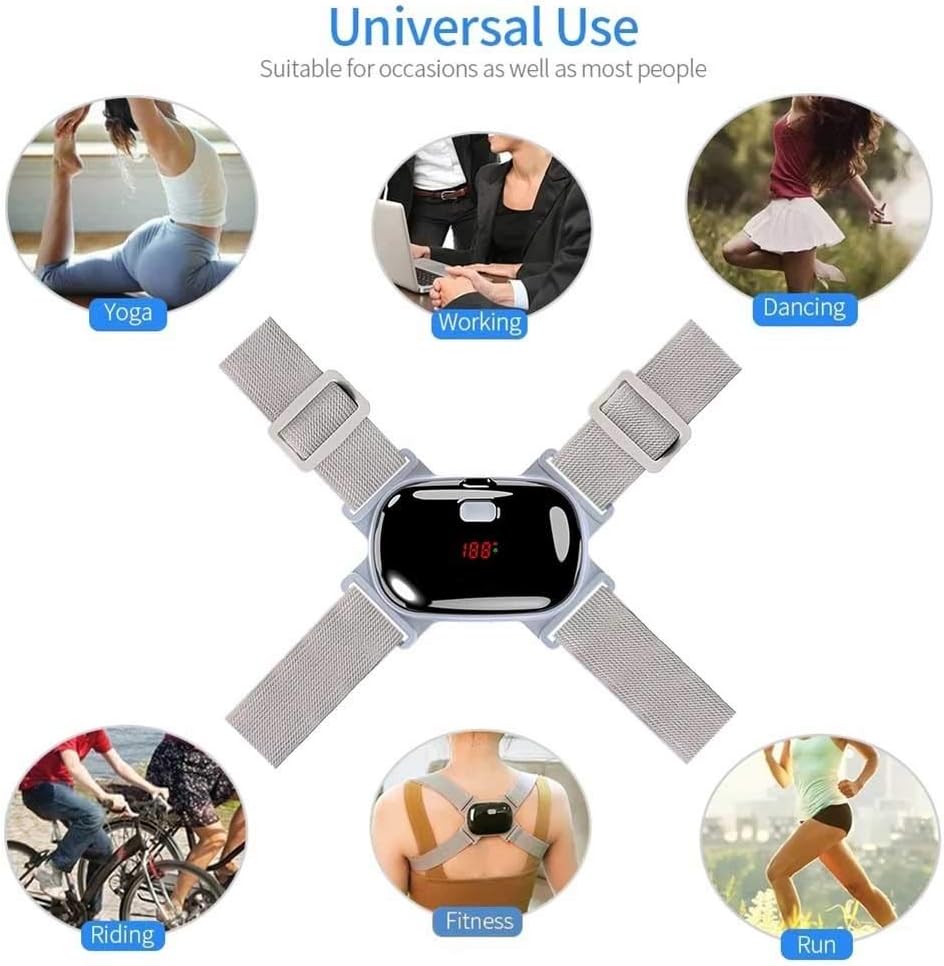 Smart Back Posture Corrector Shoulder Training Belt Intelligent LCD Display Screen Correction Humpback Vibration Massager Device (Color : Black) (Gray)