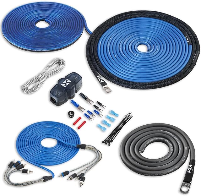 NVX XKIT84 Full Spec 8 Gauge 100% (OFC) Oxygen Free Copper Complete 4-Channel Amplifier Wiring Kit with RCA for Amplifiers up to 800 Watts