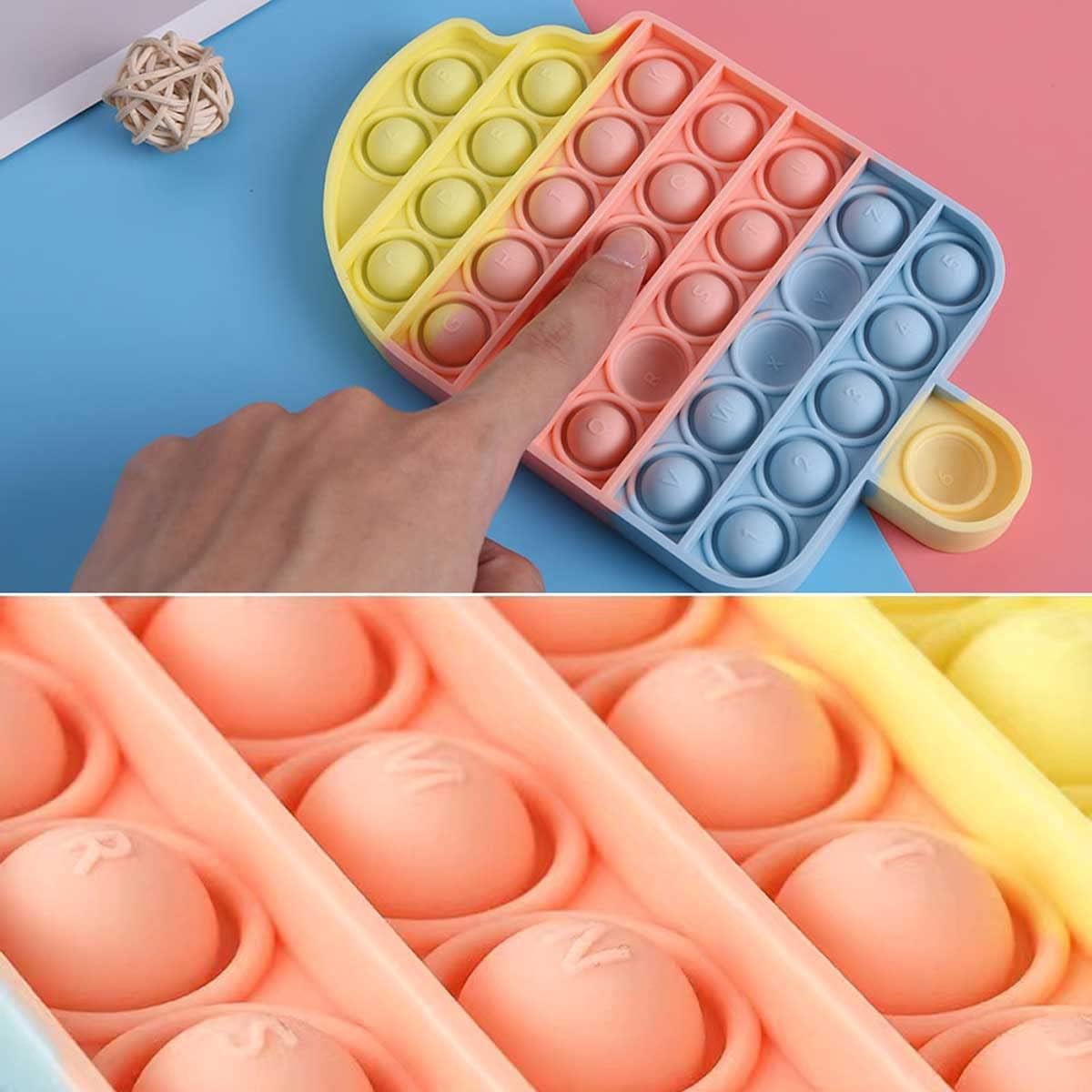 Fidget Pack Pop Sensory Toys Push Bubble Autism Special Needs Stress Relief Silicone Pressure Relieving Squeeze It for Girls Boys Kids Teens Adults(Hamburger French Fries Ice Cream Popsicle Food)