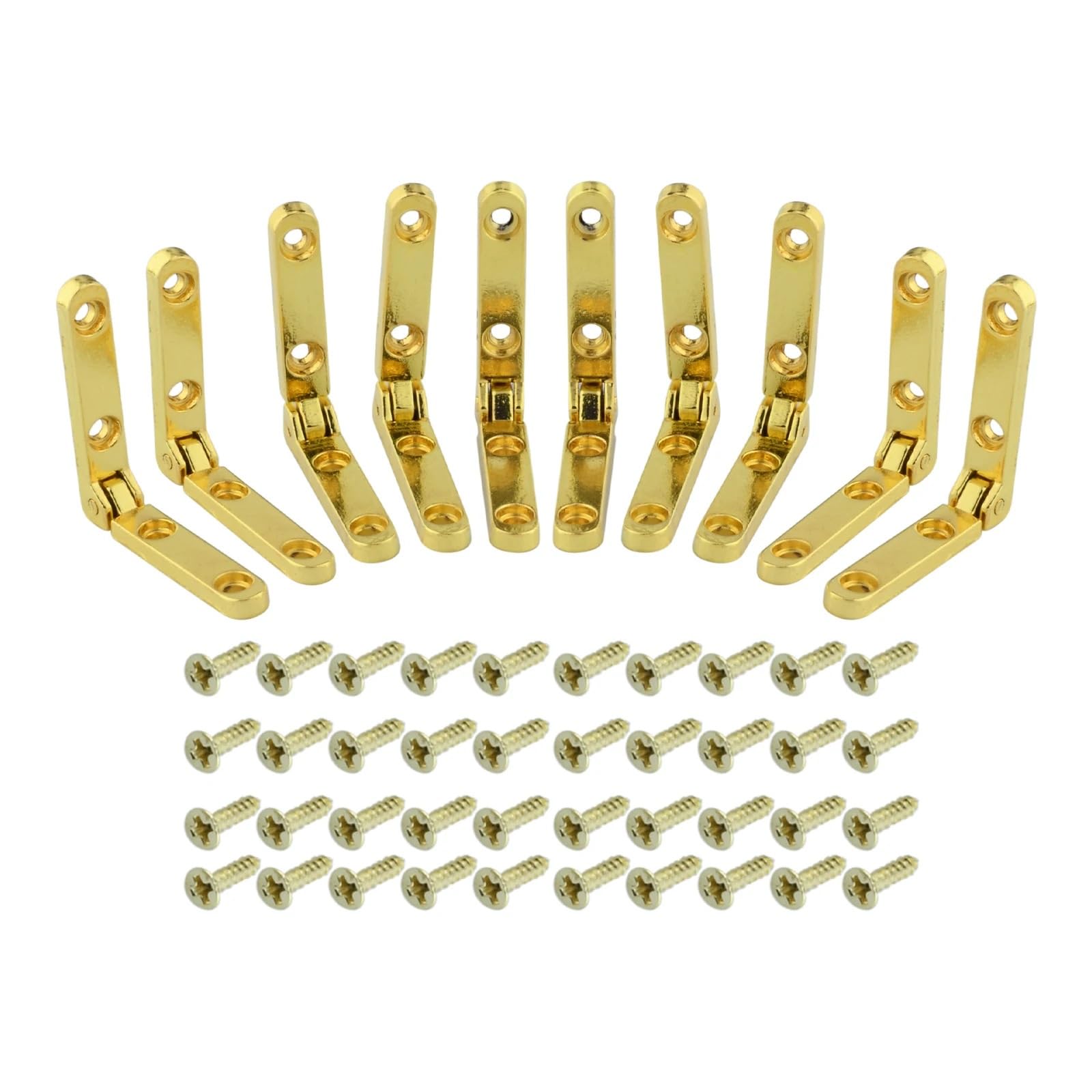 HKVTVCYPYA 10Pcs Small Hinges Jewelry Wooden Box Chest Case 90 Degree Folding Hinge Accessories Zinc Alloy with Screws(Gold)