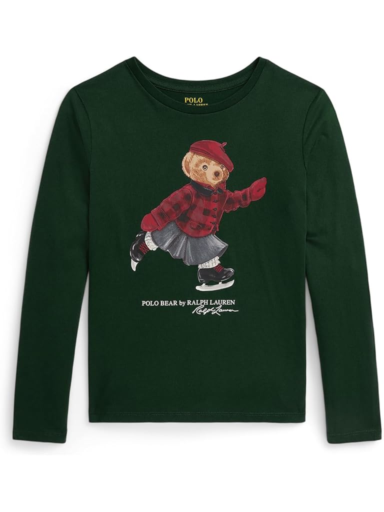 Black Polo Ralph Lauren Polo Bear Cotton Long Sleeve Tee (Big Kid)