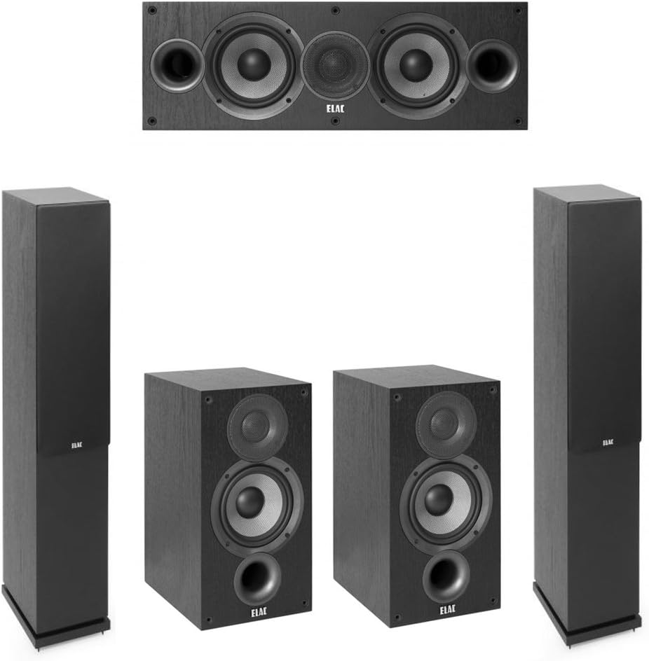 Elac Debut 2.0-5.0 System with 2 F5.2 Floorstanding Speakers, 1 C5.2 Center Speaker, 2 B5.2 Bookshelf Speakers