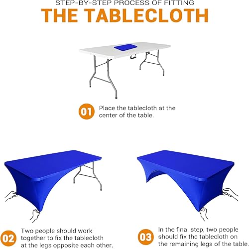 Miniatura 2 de Eurmax - Mantel ajustable de poliéster elástico con parte frontal cubierta y parte posterior descubierta, disponible en más de 30 colores