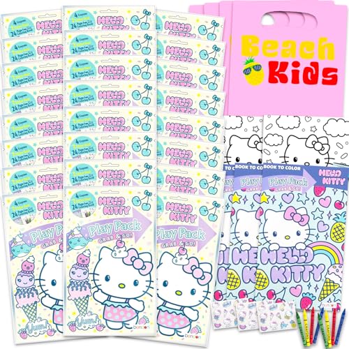 Hello Kitty Paquete de recuerdos de fiesta con libros para colorear y pegatinas infantiles
