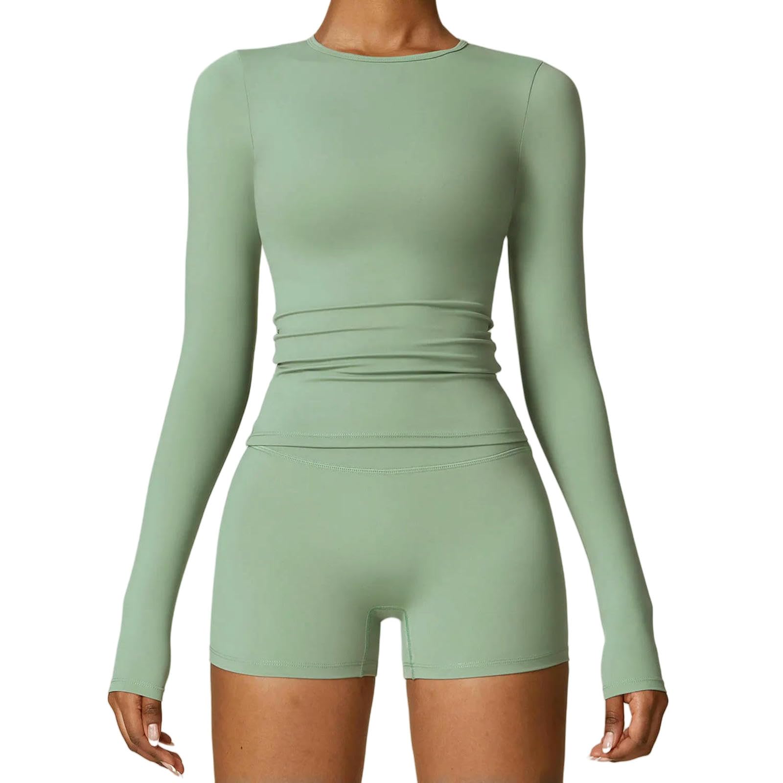 Débardeur pour Femme T-Shirts De Yoga Crop Tops Sexy-Verte du Basilic-s