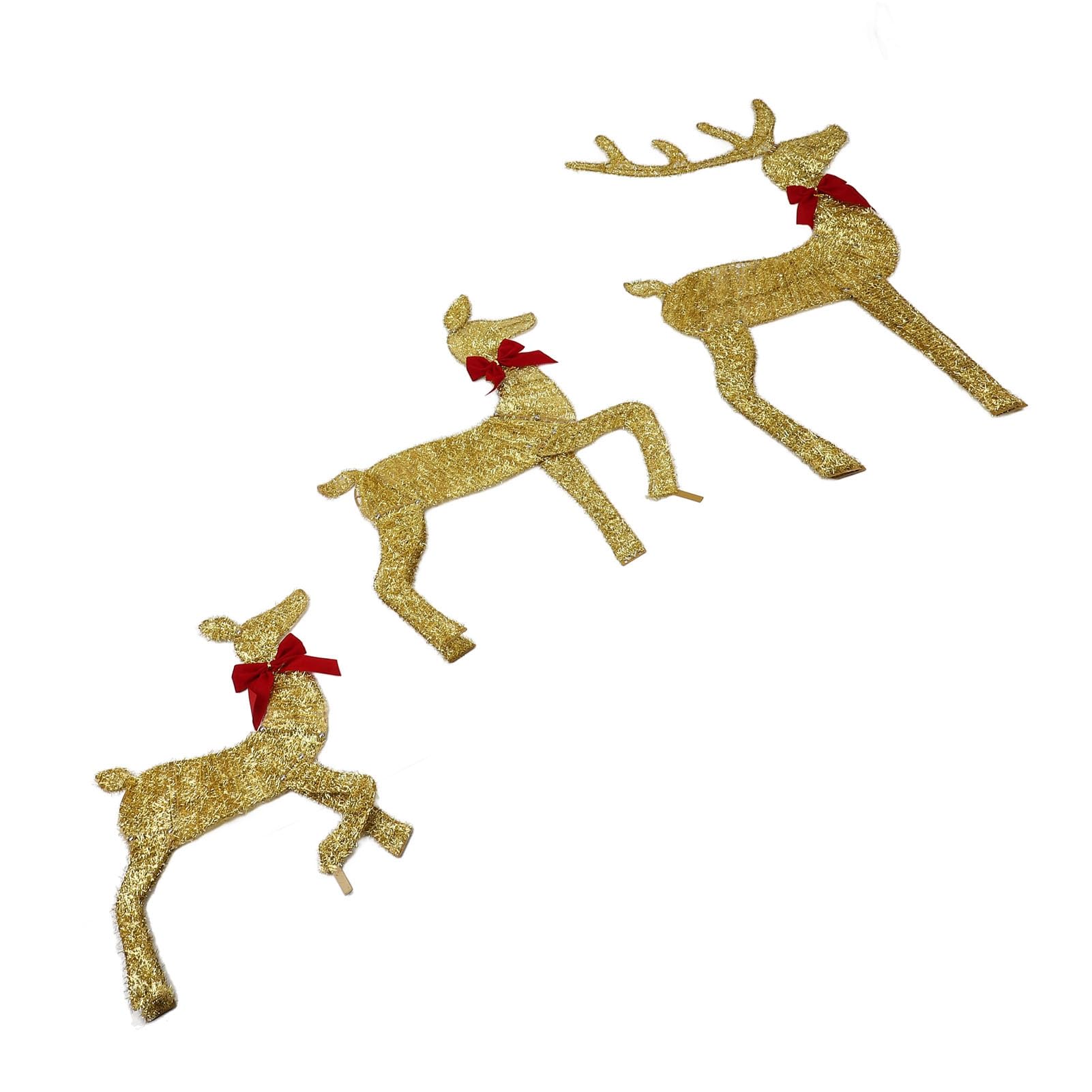 Socobeta Rentier-Weihnachtsdekoration, Goldfarbenes LED-beleuchtetes Hirsch-Familien-Set für Outdoor, Weihnachten, Festival, Vorgarten