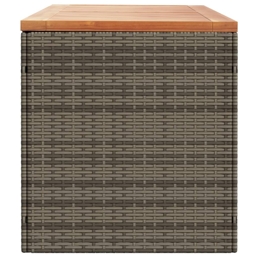 IKAYAA Baúl de Jardín, Arcón Exterior de Acacia Ratán, Caja de Almacenamiento con Bolsa Interior Resistente al Agua, Organizador Herramientas, Gris 220 x 50 x 54 cm