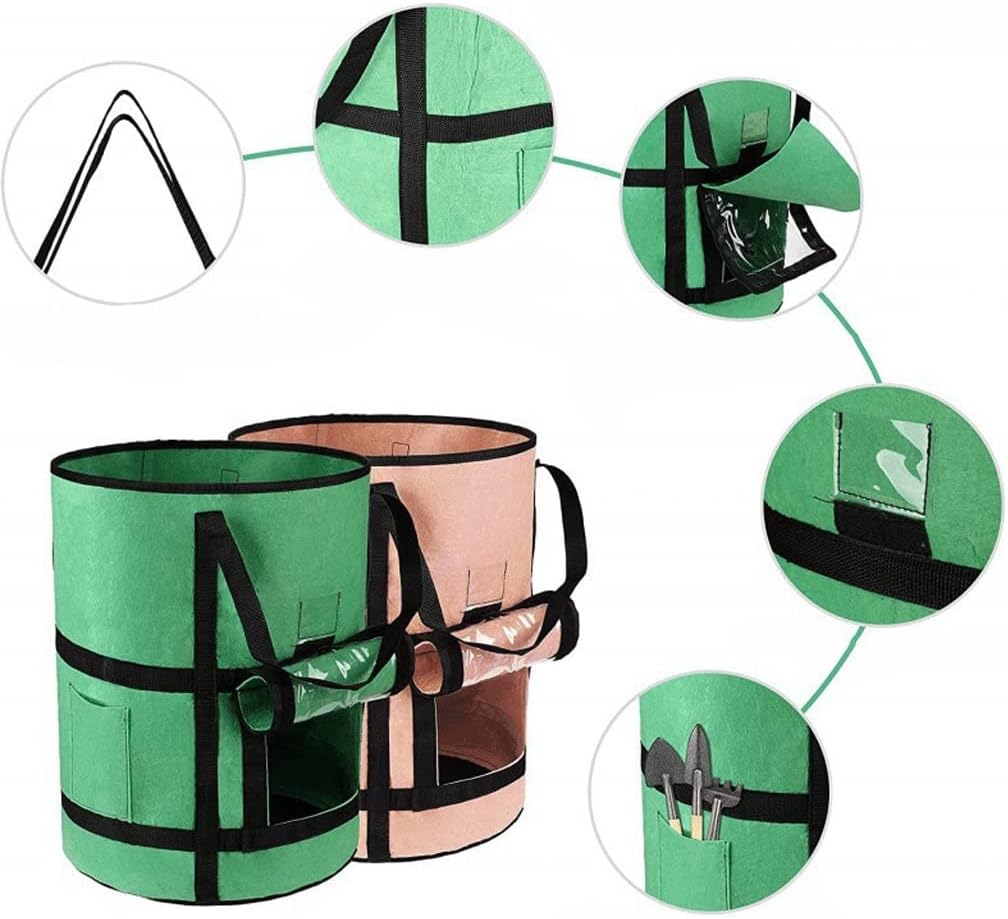 Aeration Fabric Pots Portable Non Woven Grow Bag Plant Bag Potato Grow 7/10 Gallon Fabric Seedling Bag for Vegetable Flower Plant Grow Bag Grow Bags (Color : Pink, Size : L(35D*45H) 10gallon)