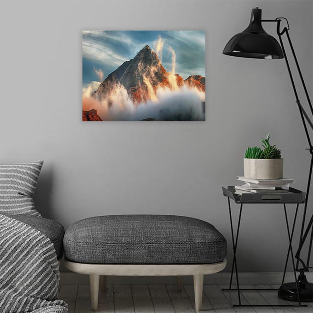 VERRE ART Printed Framed Canvas Painting for Home Decor Office Wall Studio Wall Living Room Decoration (22x14inch Wrapped) - Ben Lomond Misty Sunset