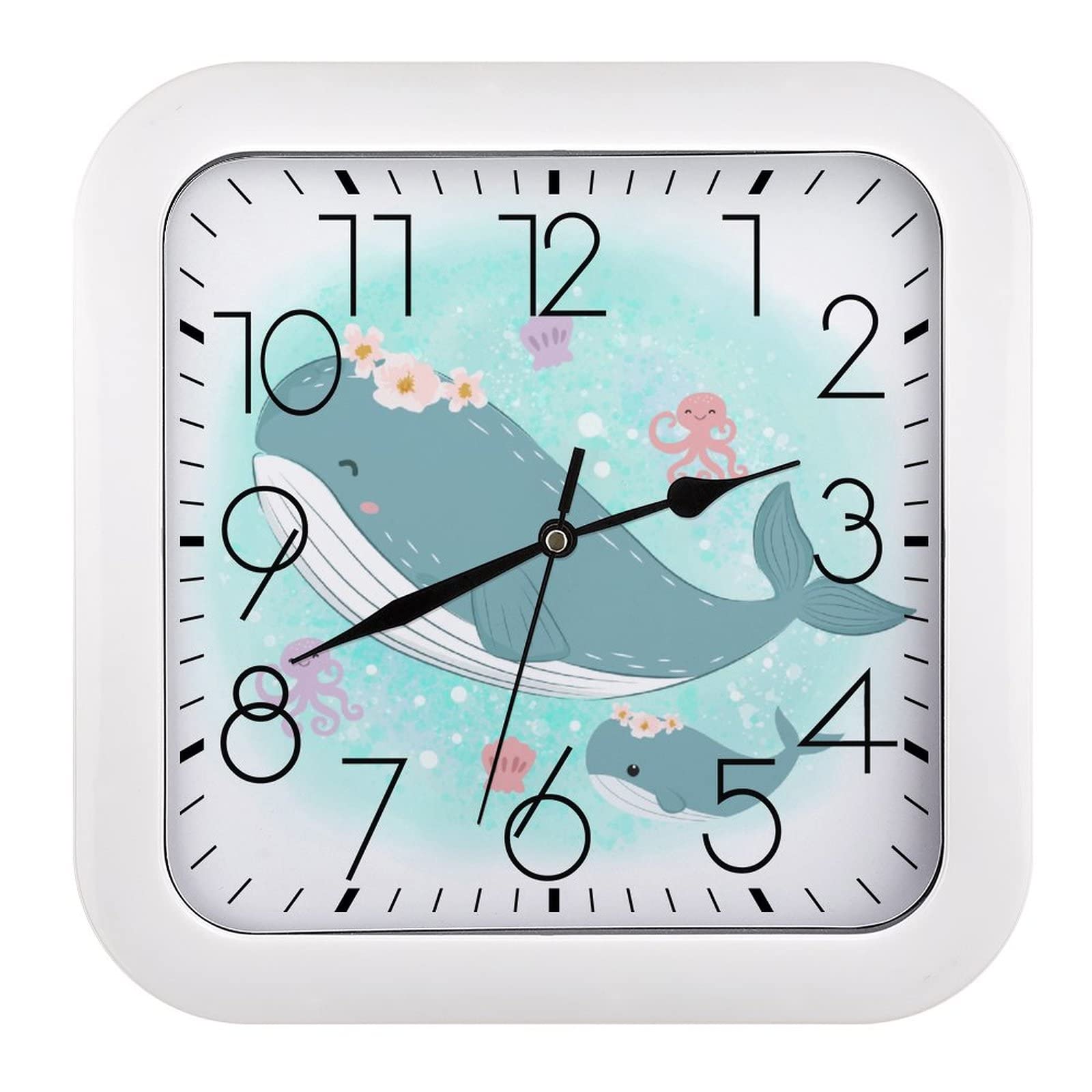 Horloge baleine silencieuse sans tic-tac pour un sommeil paisible en classe ou à la maison