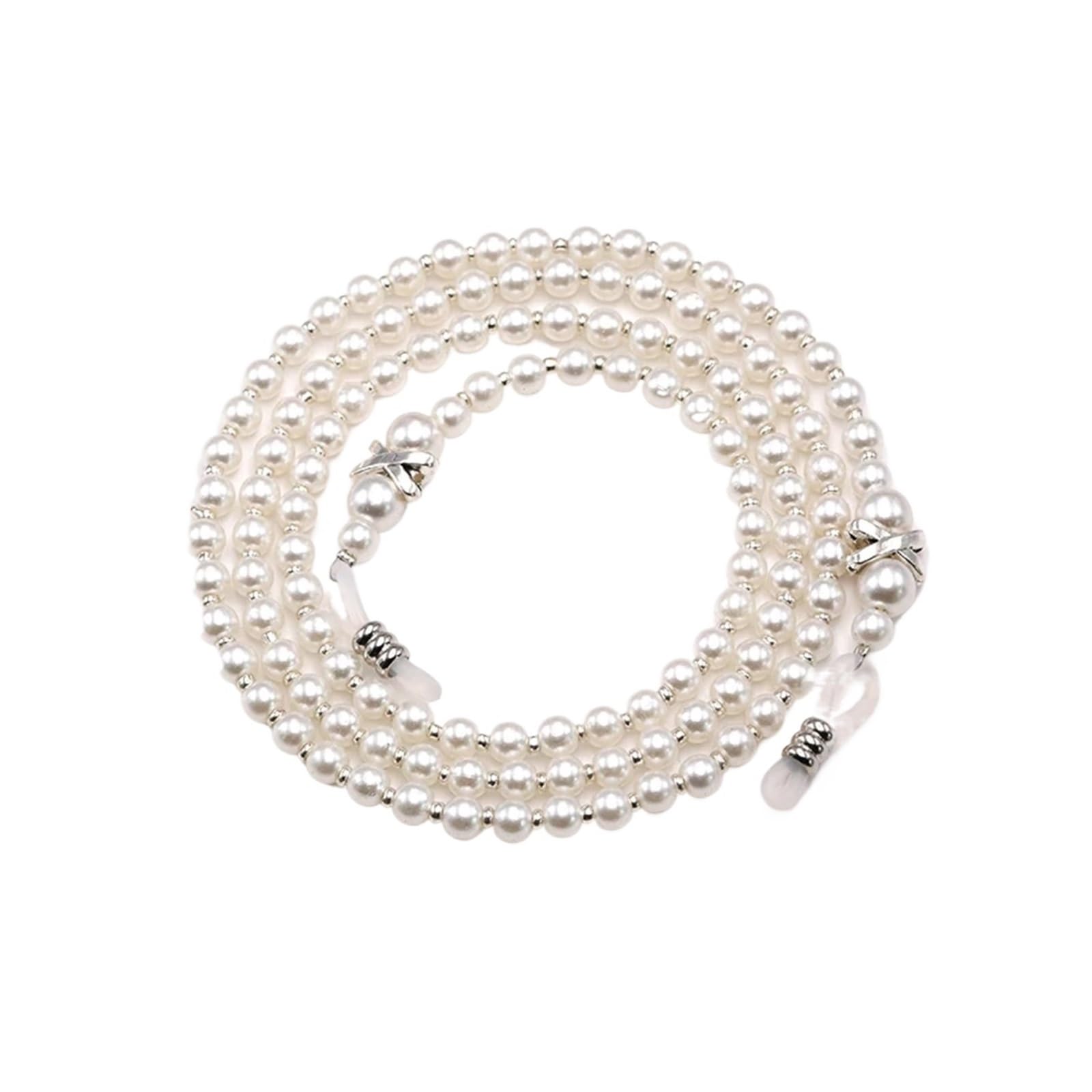 Catene for Occhiali 10 Pezzi Catene for Occhiali con Perline di Perle Occhiali da Lettura Porta Occhiali Cordini for Cinturino Cordini for Donne Ragazze, Bianco