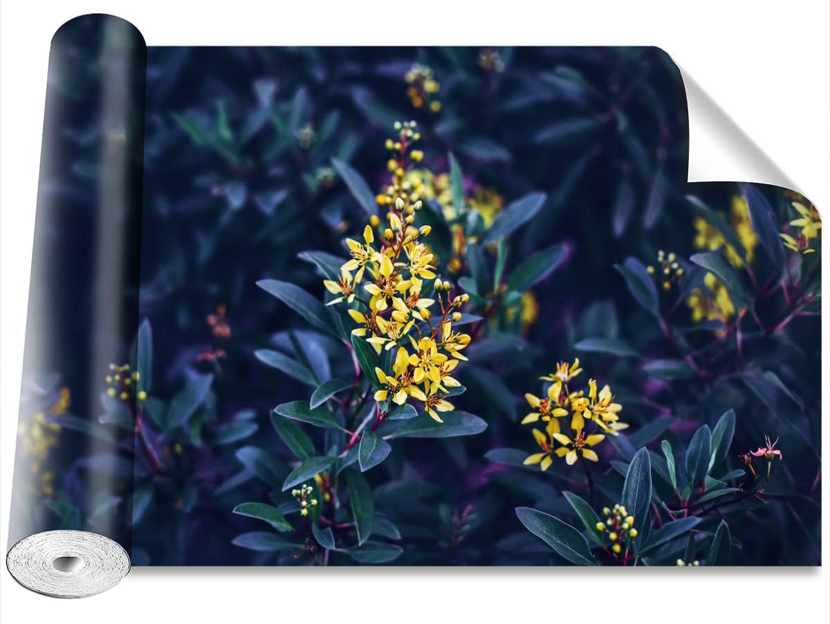 Papier peint camouflage fleurs jaunes 250x104cm Tulup