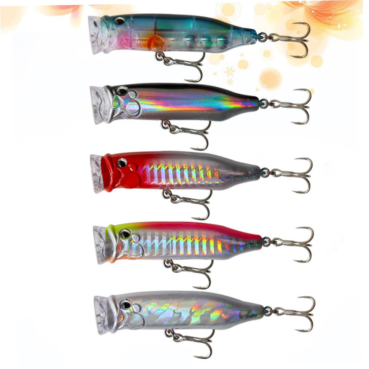 Kisangel 5 Pièces appâts pour la pêche au Poisson leurre de Surface leurres à Truite Fer leurres spinnerbait hameçon Poisson leurre appât Crochet d'appât de pêche engins de pêche Suite 7c
