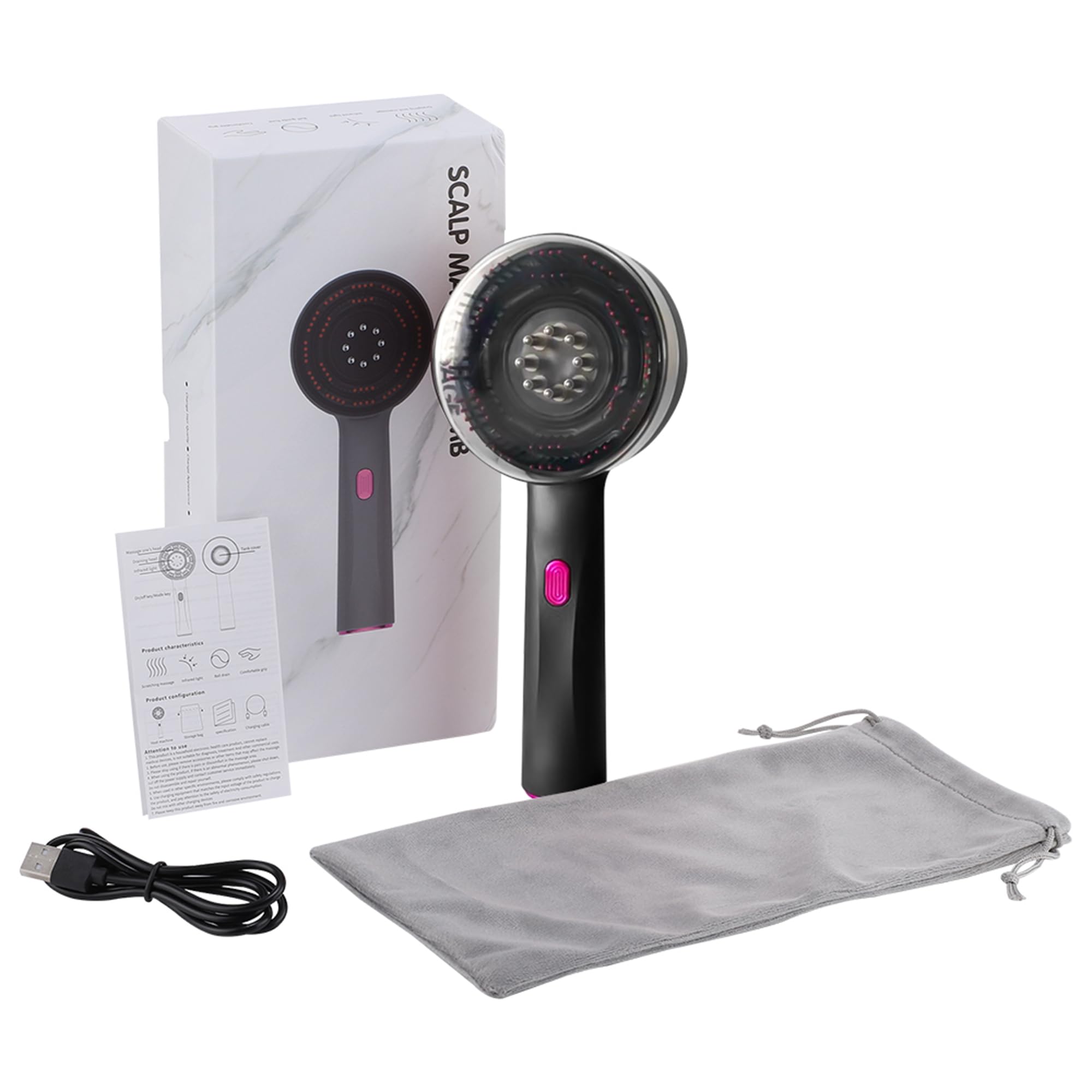 Electric Hair Scalp Massager with Red Light - Head Massage Brush