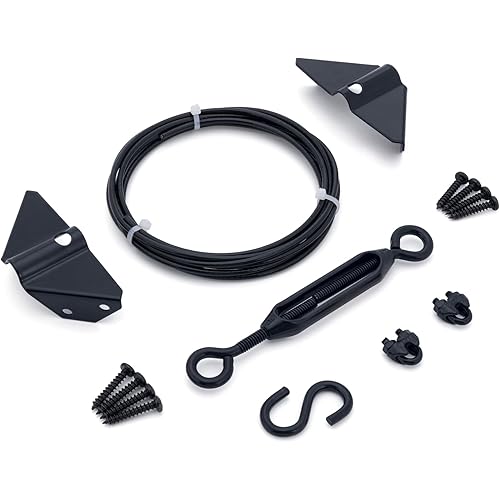 HILLMASTER Durable Anti Sag Gate Kit for Wooden Fence, Anti-Sag Gate Support Cable Kit in Zinc, Anti-Sagging Fence Gate Kit Steel Gate Hardware, Wood Door Repair Kit for Outdoor, Gate Frame Kit Black