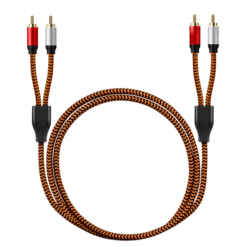 Tan QY Cavo Audio Stereo 2RCA - 2RCA Maschio 10 Metri - Placcato Oro 24K, Schermato, Per Home Theater, Hi-Fi, PS3, Xbox, HDTV