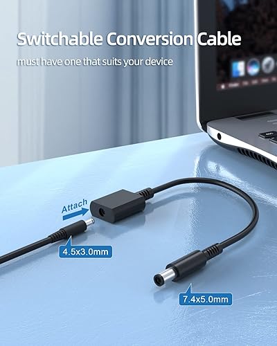 Miniatura 4 de Cargador de 10 pies 65 W 45 W para laptop Dell Latitude 3520 3420 3510 3410 3500 3400 3390 3490 3590 3310 3301 (certificado de seguridad UL), diseño