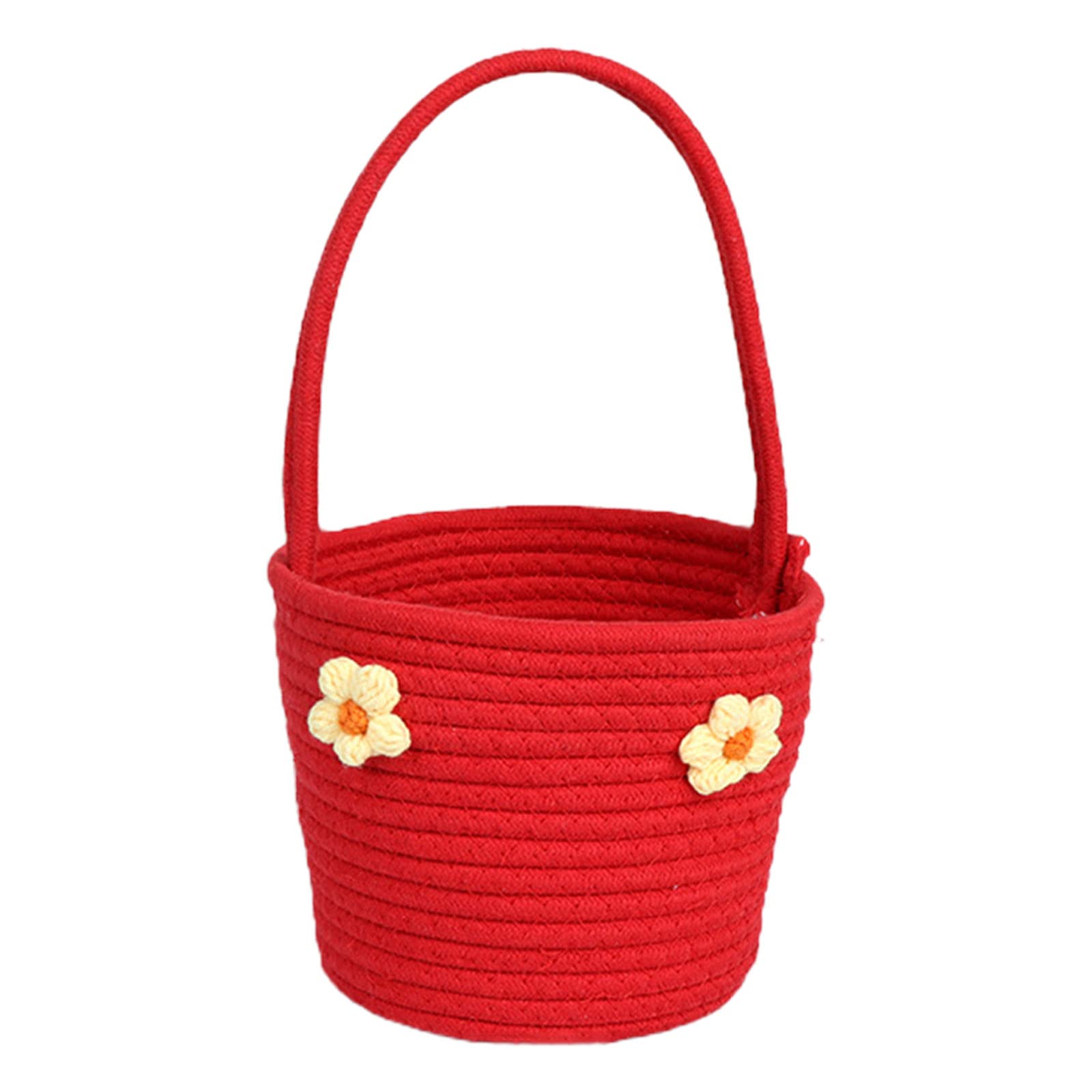 Buxuaaaa Red Flower Basket With Handle Candy Storage Baskets Candy Gift Tote Baskets Organizers Kitchen Home Decorations Flower Basket