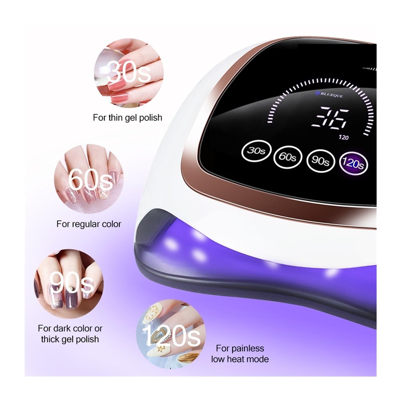 Lampa LED do paznokci, Lampa LED UV do paznokci 168 W 42 diody susząca paznokcie manicure Profesjonalna lampa z czujnikiem automatycznym Inteligentne wyposażenie salonu Narzędzia(1)