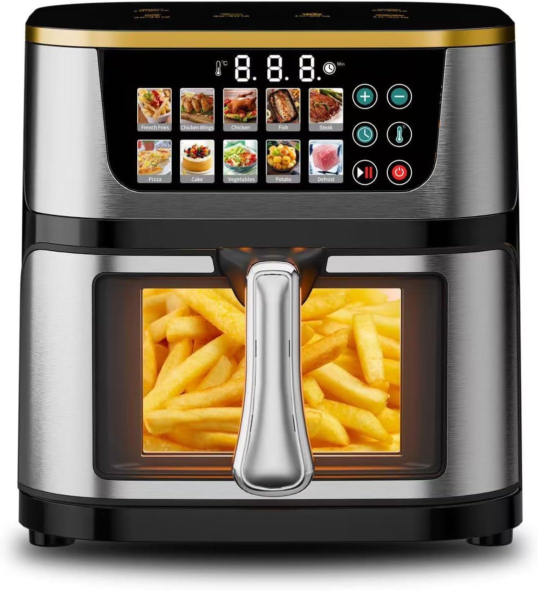 Generic Digital Air Fryer 12L with LED display and cooking basket showing french fries.