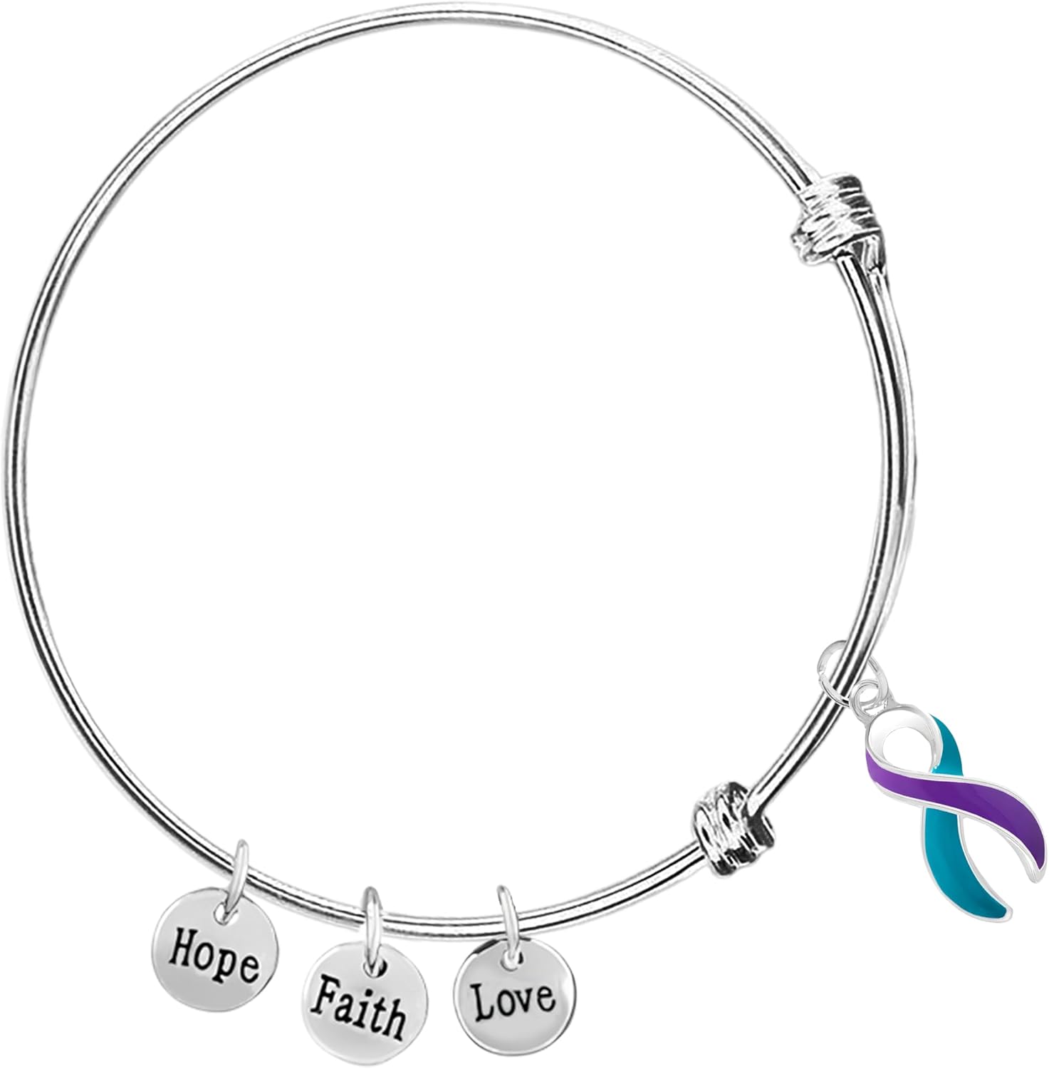 Teal and Purple Ribbon Awareness Bracelet for Sexual Assault Awareness | Support Jewelry for Advocates & Survivors