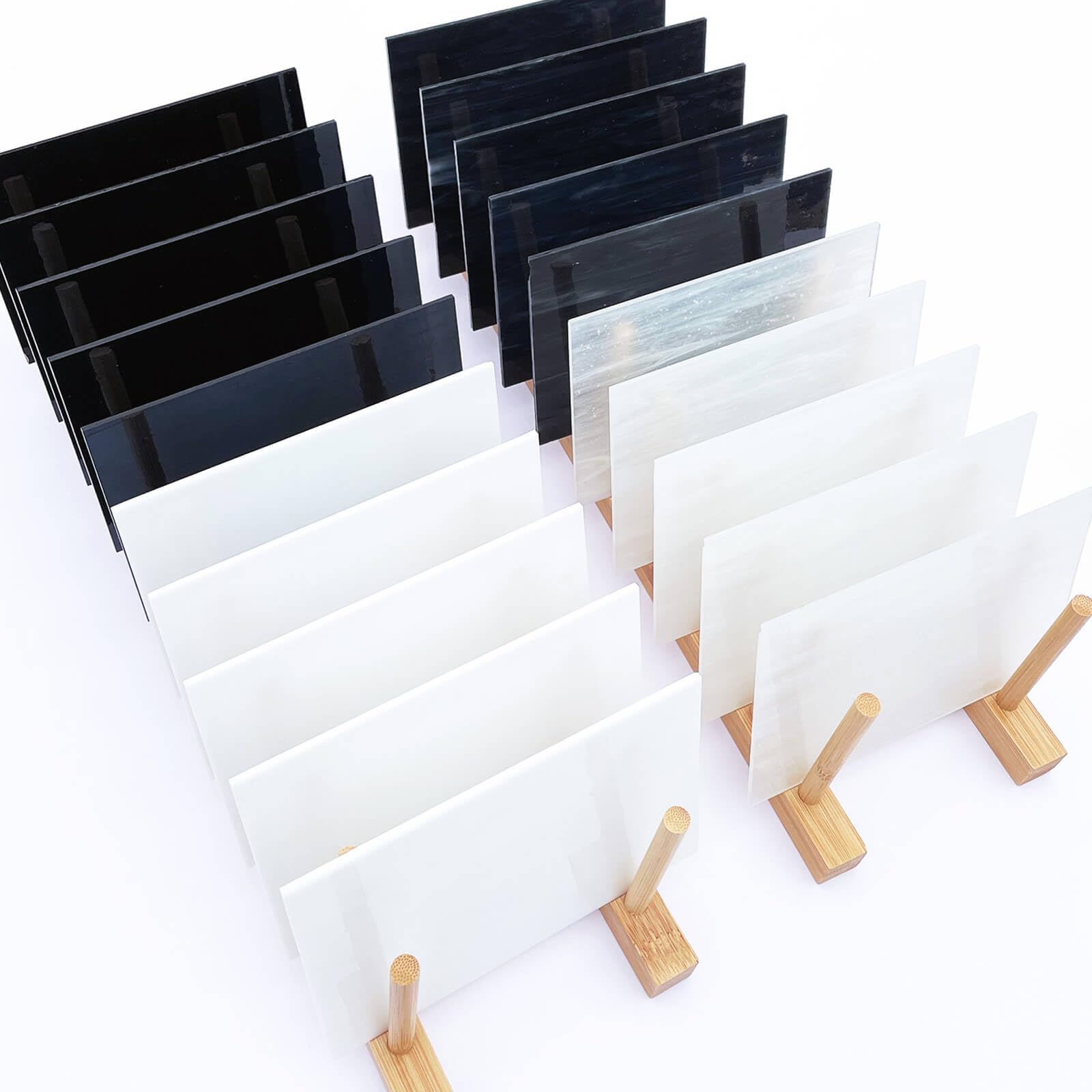 LITMIND 24 Sheets Black & White Series Stained Glass Variety Pack - 6 x 4 Inch Cathedral Art, Ideal for Mosaic Crafts & Supplies, Unleash Creativity With Stunning Projects