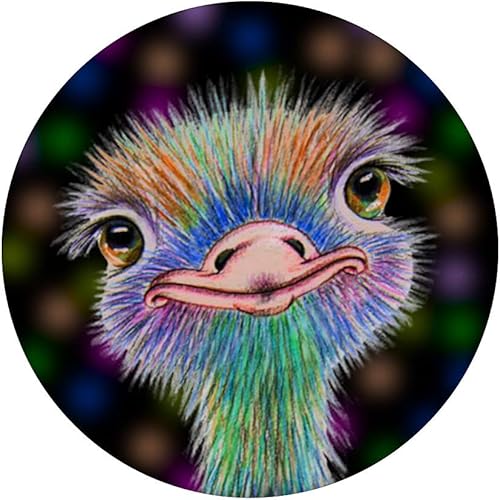 Miniatura 5 de Ostrich Bird Ostriches Emus Avestruz Ave Bird on Black - PopSockets Grip and Stand for Phones and Tablets