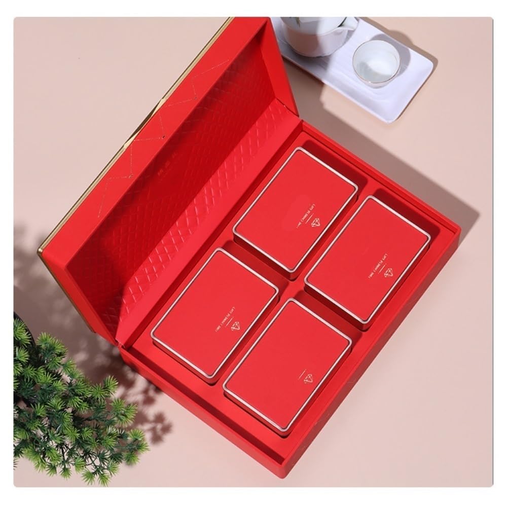 Bocaux Rangement Cuisine Conteneurs de Stockage thé en Vrac Boîtes métalliques scellées carrées Fer vides Service à Coffret Cadeau Quatre boîtes(A)