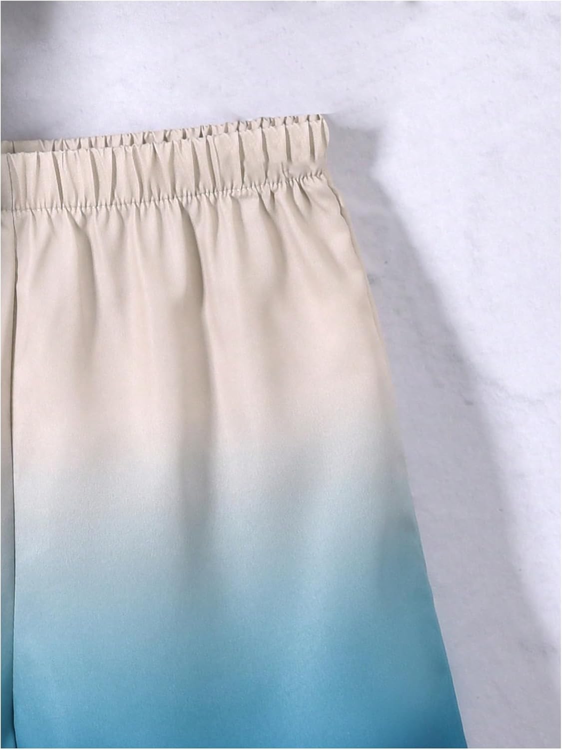 Verdusa Boy's 2 Piece Outfits Ombre Short Sleeve Button Up Shirts and Elastic Waist Shorts Set - Image 5