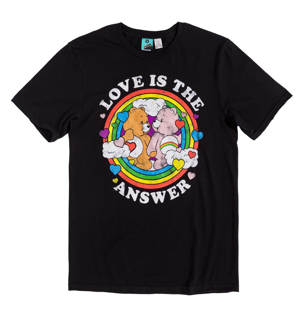 TruffleShuffle Care Bears Love is The Answer Pride Black T Shirt