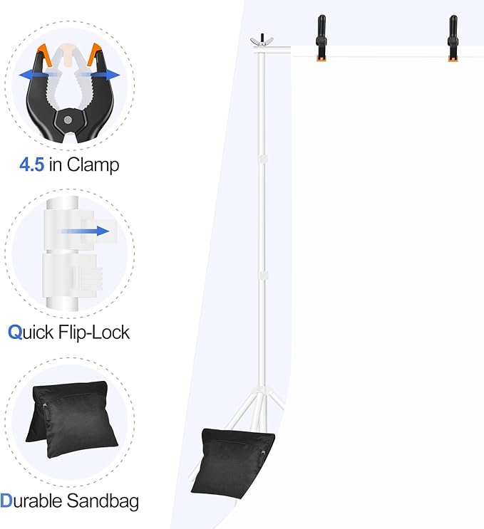 Soporte para Fondos Fotográficos EMART 10x8.5ft Ajustable con 8 Pinzas miniatura 5