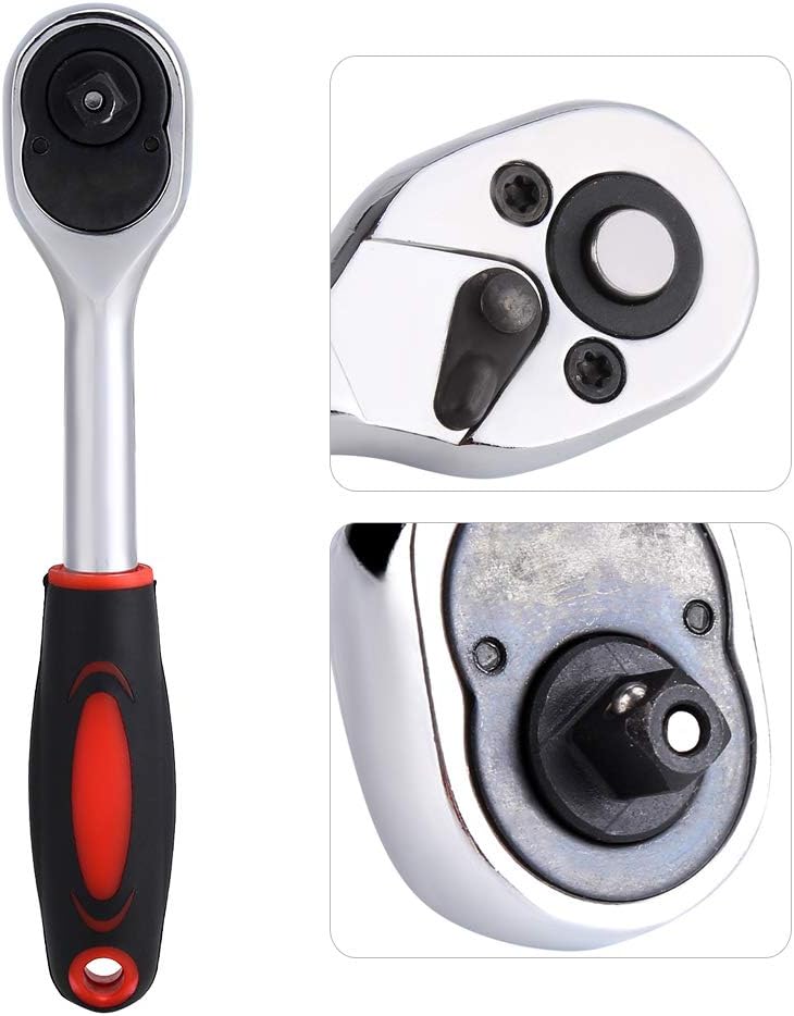 Fydun Socket Ratchet Wrench, 1PC Heavy Duty 1/4" Drive Quick Release Ratchet Drive Socket Wrench Hand Bike Car Repairing Tool - Image 3