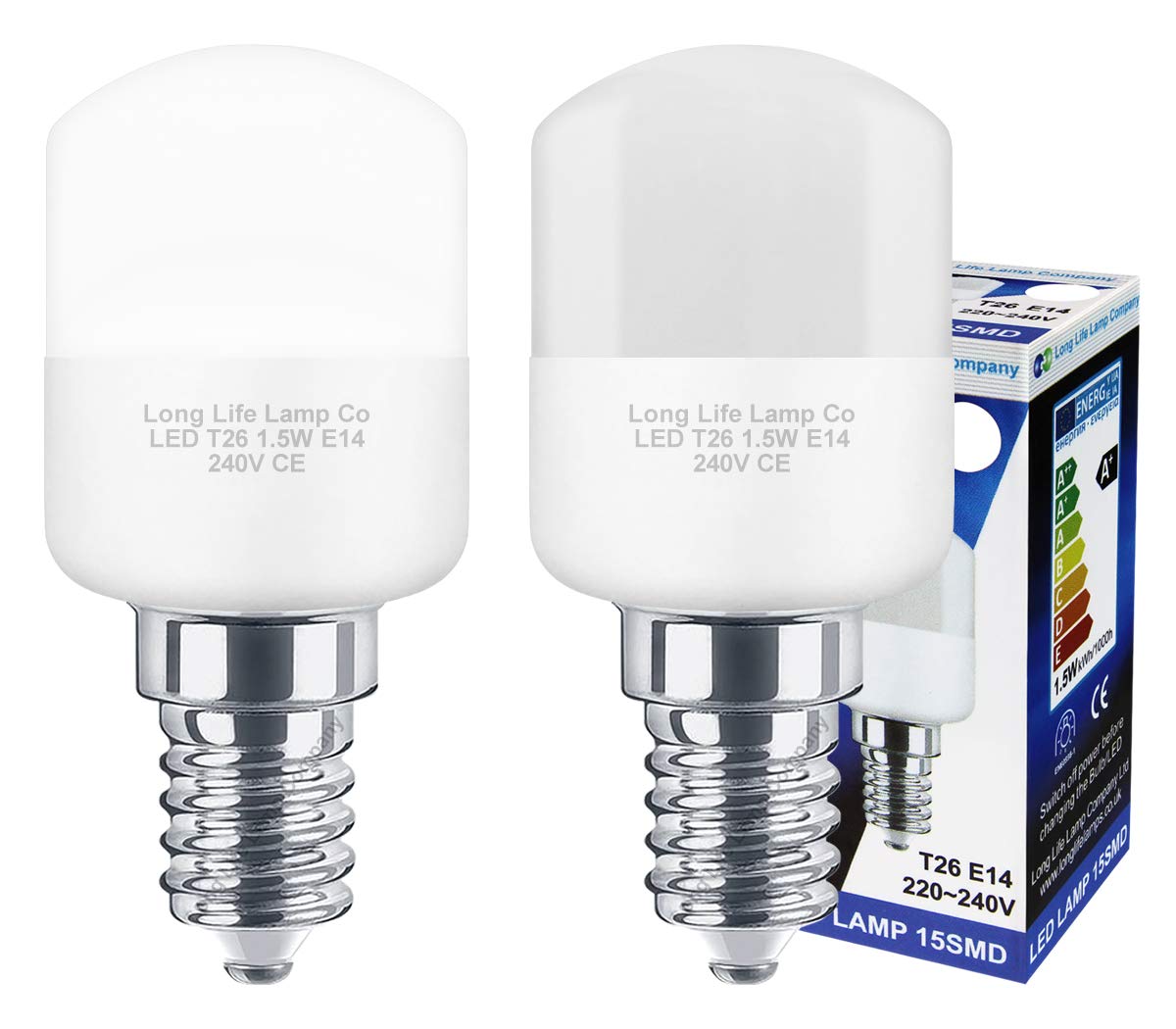 2 x 1.5w LED Pygmy Light Bulb E14 SES White Small Appliance Lamp 20w Equivalent