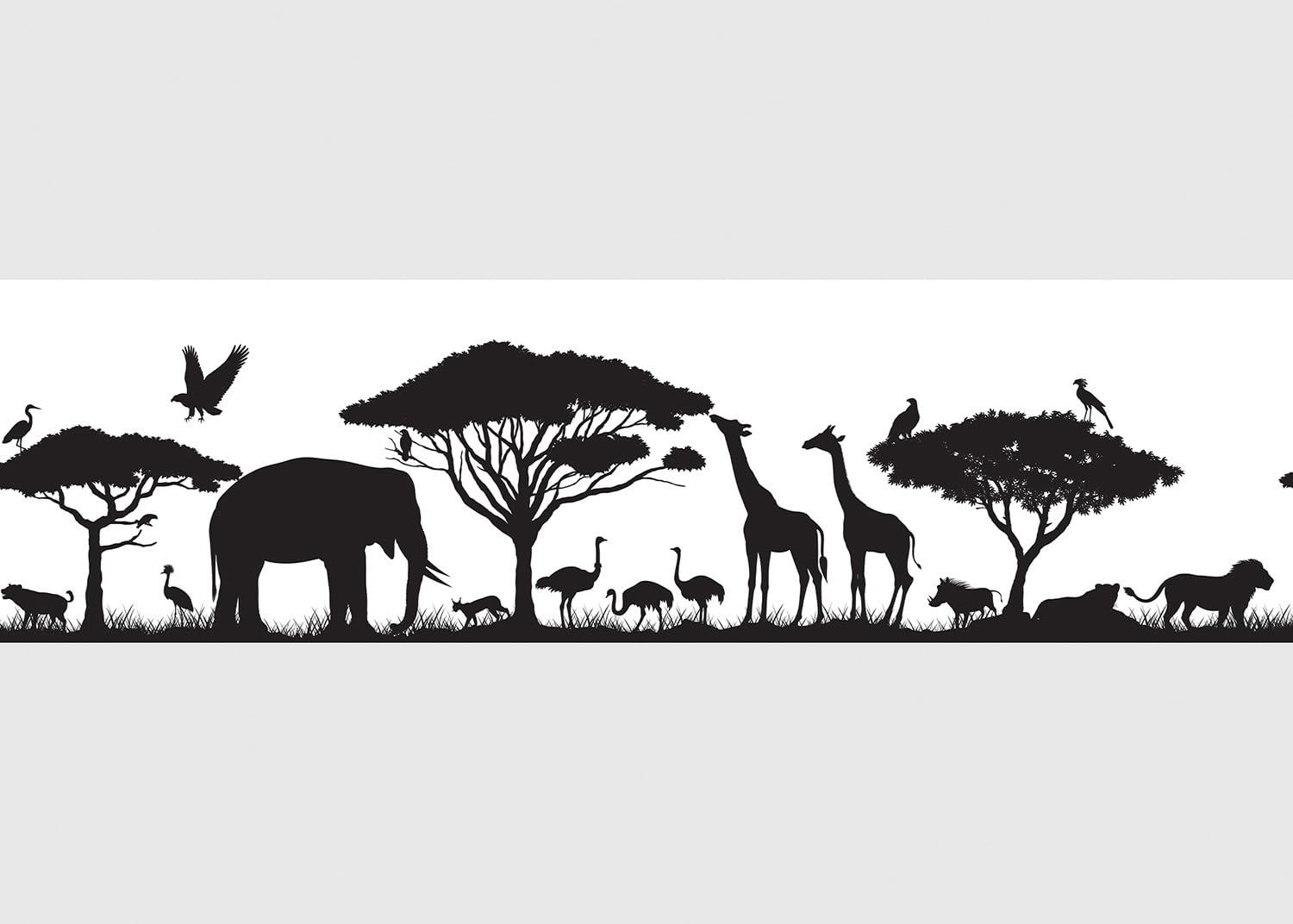 AG Design Self-Adhesive Border Safari, AWB 8268, Waterproof Decoration for Walls, Furniture, Wallpaper, Wall Coverings and Doors, Film, Multicoloured, Width 500 cm x Height 13.8 cm