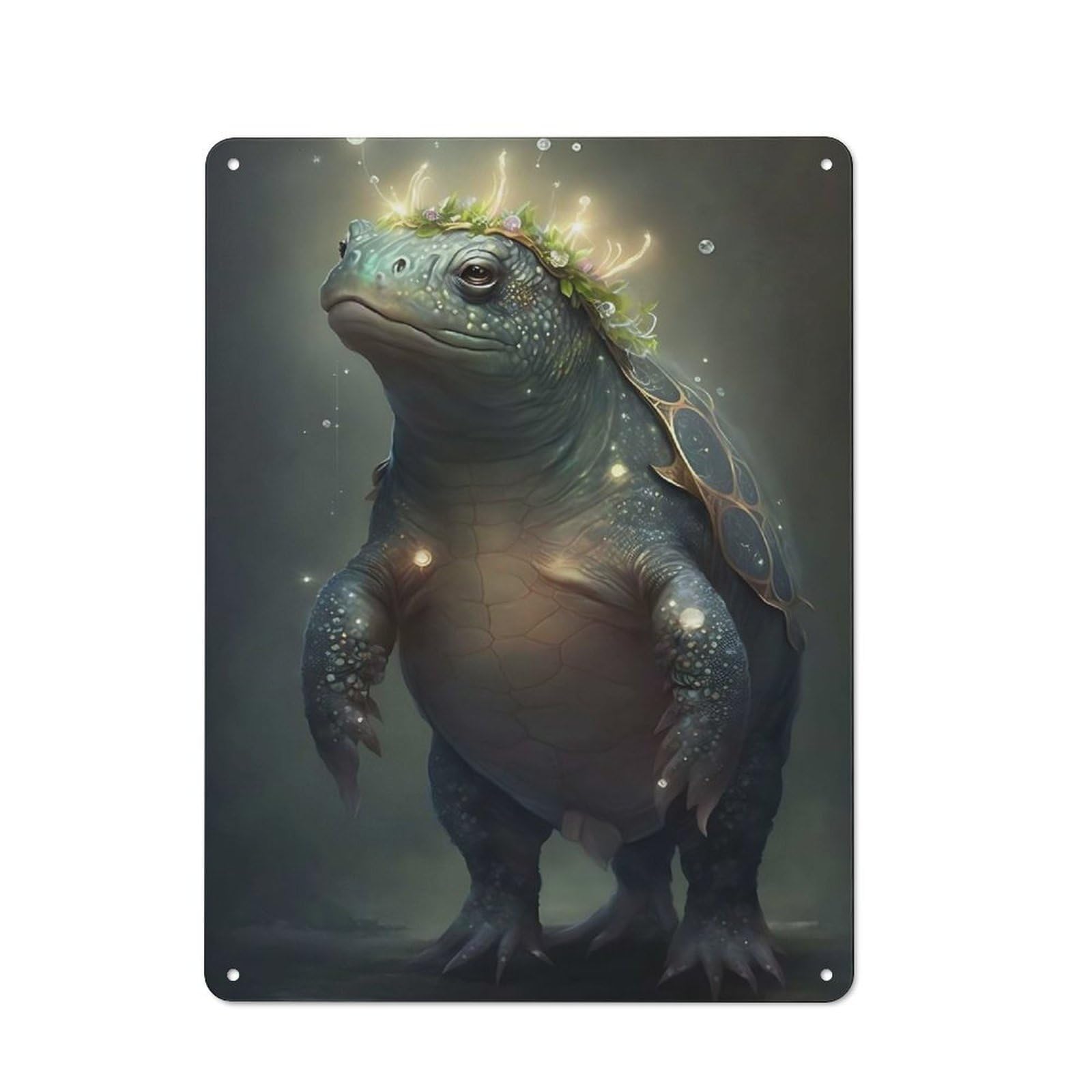 Turtle Hippo Printed Metal Sign 40x30cm for Studio Or Craft Room, A New Home Present for Creative-space Collectors