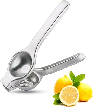 Manual Lemon Squeezer - Heavy Duty - Stainless Steel Orange Lemon Juicer Squeezer, Hand Citrus Lemon Squeezer Press, Safe Quick and Effective Juicing Silver