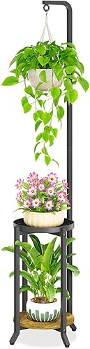 Miniatura 8 de iDavosic.ly Soporte alto para plantas de 4 niveles para interiores y exteriores, soporte de esquina grande para plantas grandes de interior, soporte