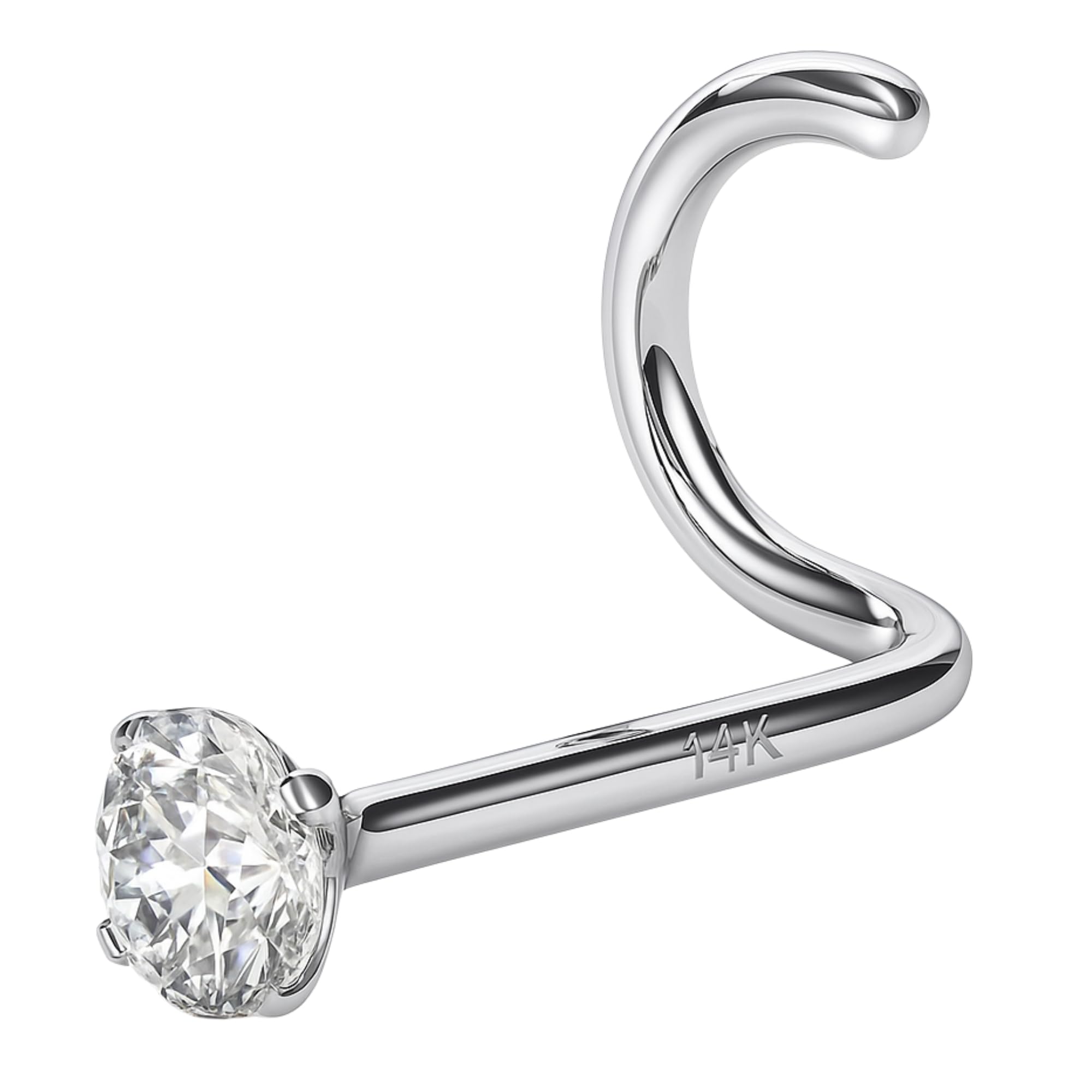 IGI Certified 14K Gold Diamond Nose Stud for Women & Men | 18G & 20G Gold Nose Ring | 1.5mm Nose Stud to 3 mm Nose Piercing Studs | Body Piercing Jewelry | Diamond I-J Color & I2-I3 Clarity