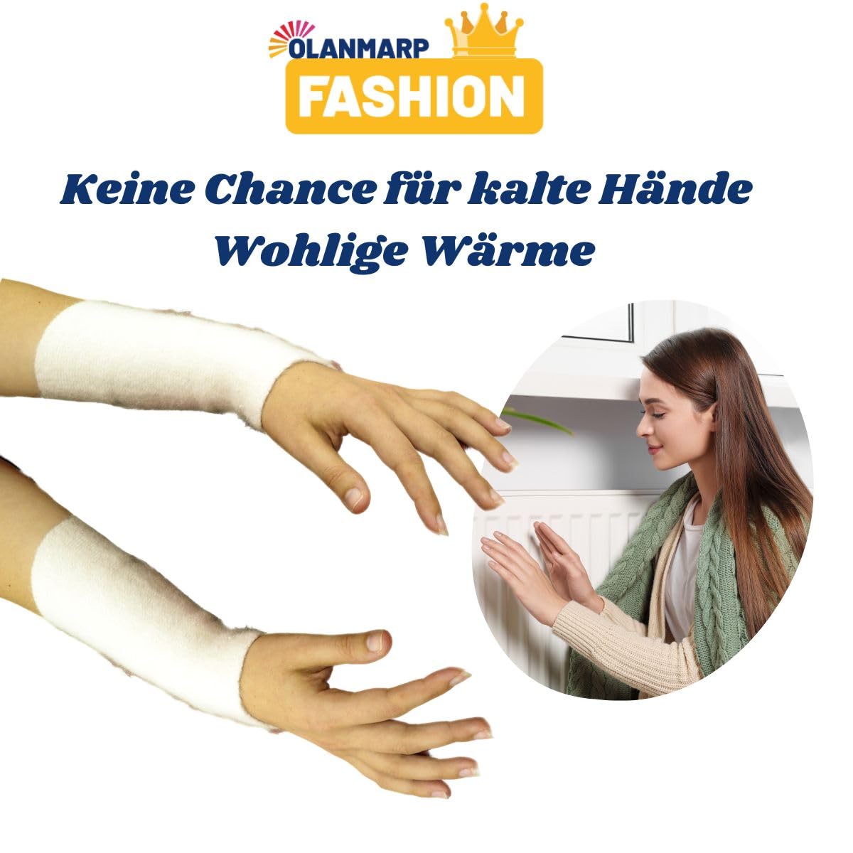 Fashion Angora Chauffe-pouls pour soulager la douleur (paire) – Qualité supérieure – Protégez et réchauffez vos bras, poignets avec de la laine naturelle angora de couleur blanche – Fabriqué