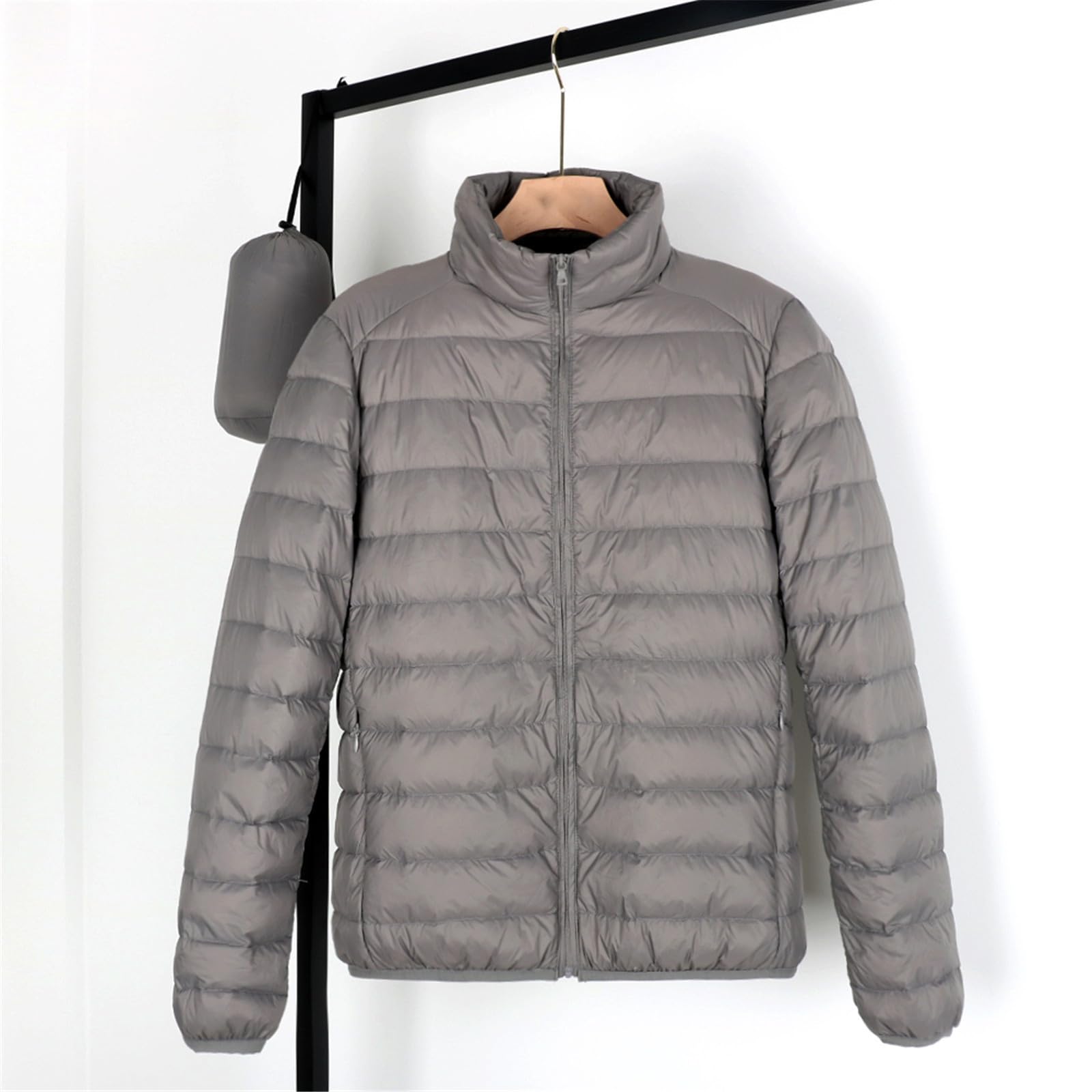 Chaqueta de plumón para Hombre de Invierno de Tela Mate, Chaqueta de plumón Ultraligera, Cortavientos, Chaqueta de Plumas, Abrigo Ligero y cálido