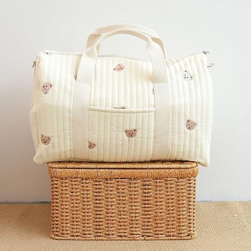 EHOTER Sac De Maternité Pour Bébé Sac Matelassé Ppy Maternité Packs Grande Capacité Couche Maternelle Maman Toilette Bagage Sac Maman Voyage Fourre-Tout Cadeau Pour La Mère (Olive) – vue 6